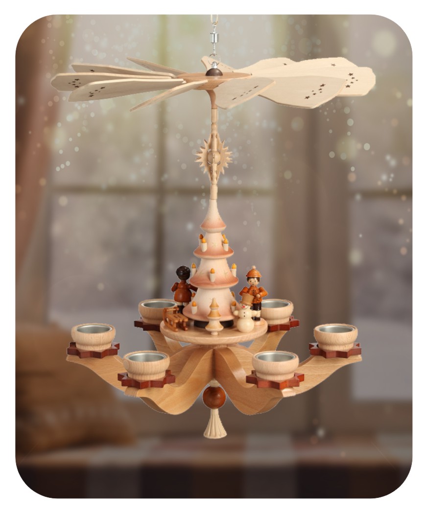 Hängepyramide Winterkinder für 6 Teelichter